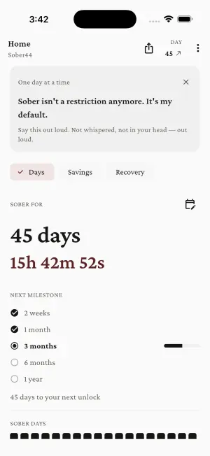 Sober44 — Sober-day counter